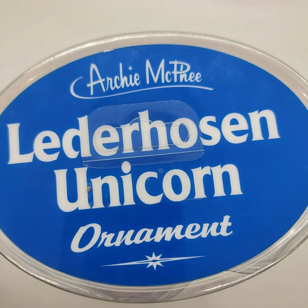 Archie McPhee Lederhosen Unicorn Christmas Ornament New Whimsical Holiday Decor